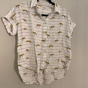 Jane and Delancey White and Gold Button Down Shirt